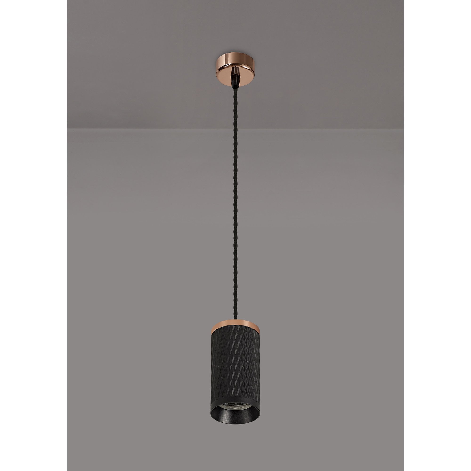 NLK02069 Stockholm 1 Light 11cm Pendant  Light Rose Gold/Sand Black