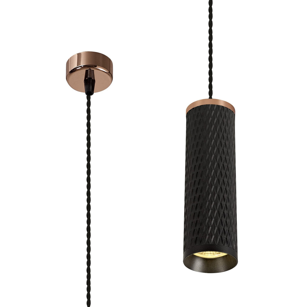 NLK02079 Stockholm 1 Light 20cm Pendant  Light Rose Gold/Sand Black