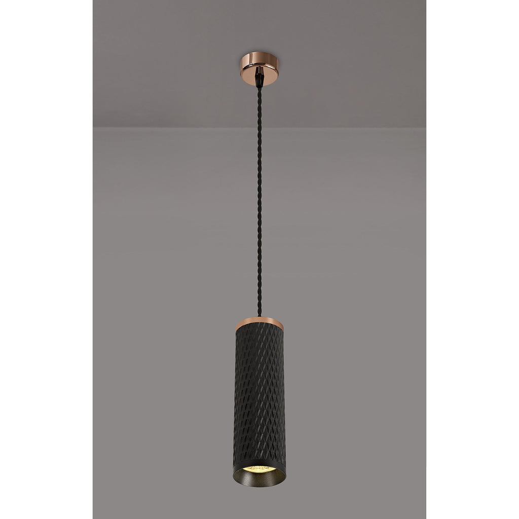 NLK02079 Stockholm 1 Light 20cm Pendant  Light Rose Gold/Sand Black