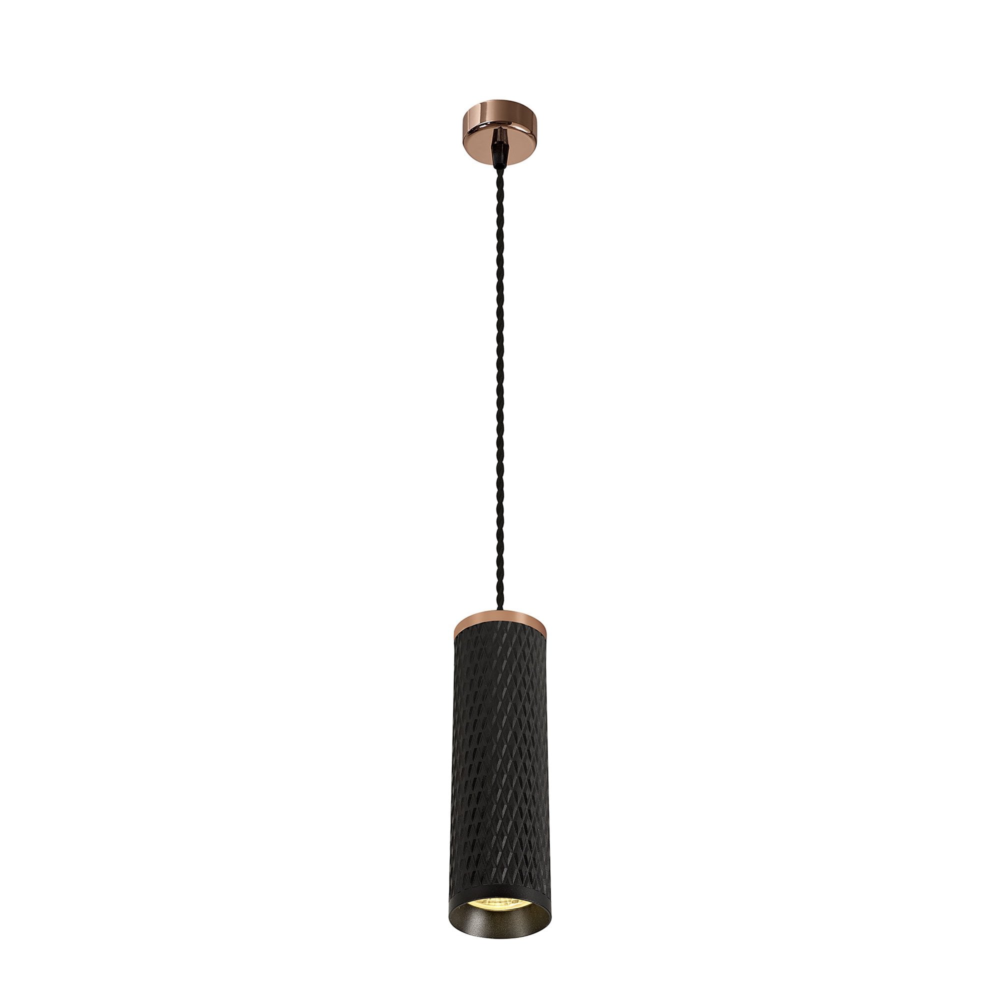 NLK02079 Stockholm 1 Light 20cm Pendant  Light Rose Gold/Sand Black