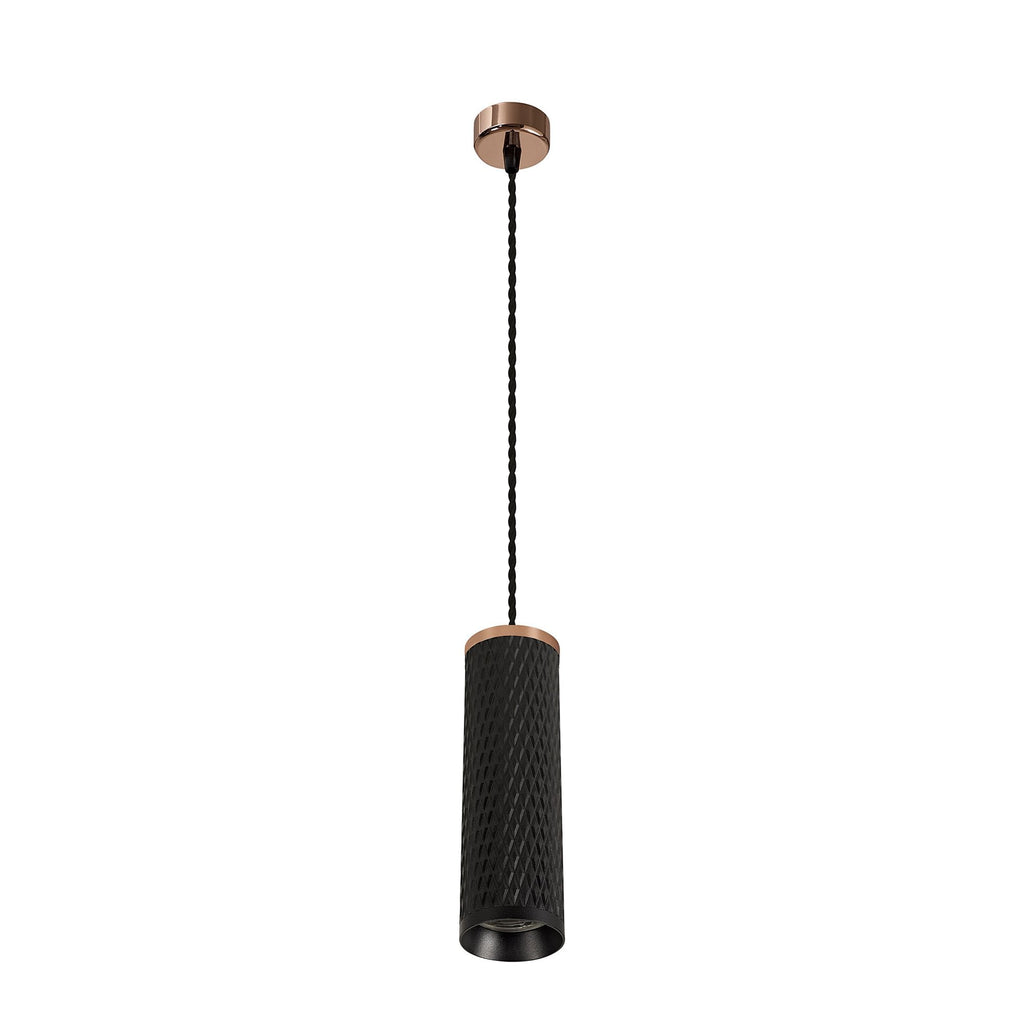 NLK02079 Stockholm 1 Light 20cm Pendant  Light Rose Gold/Sand Black