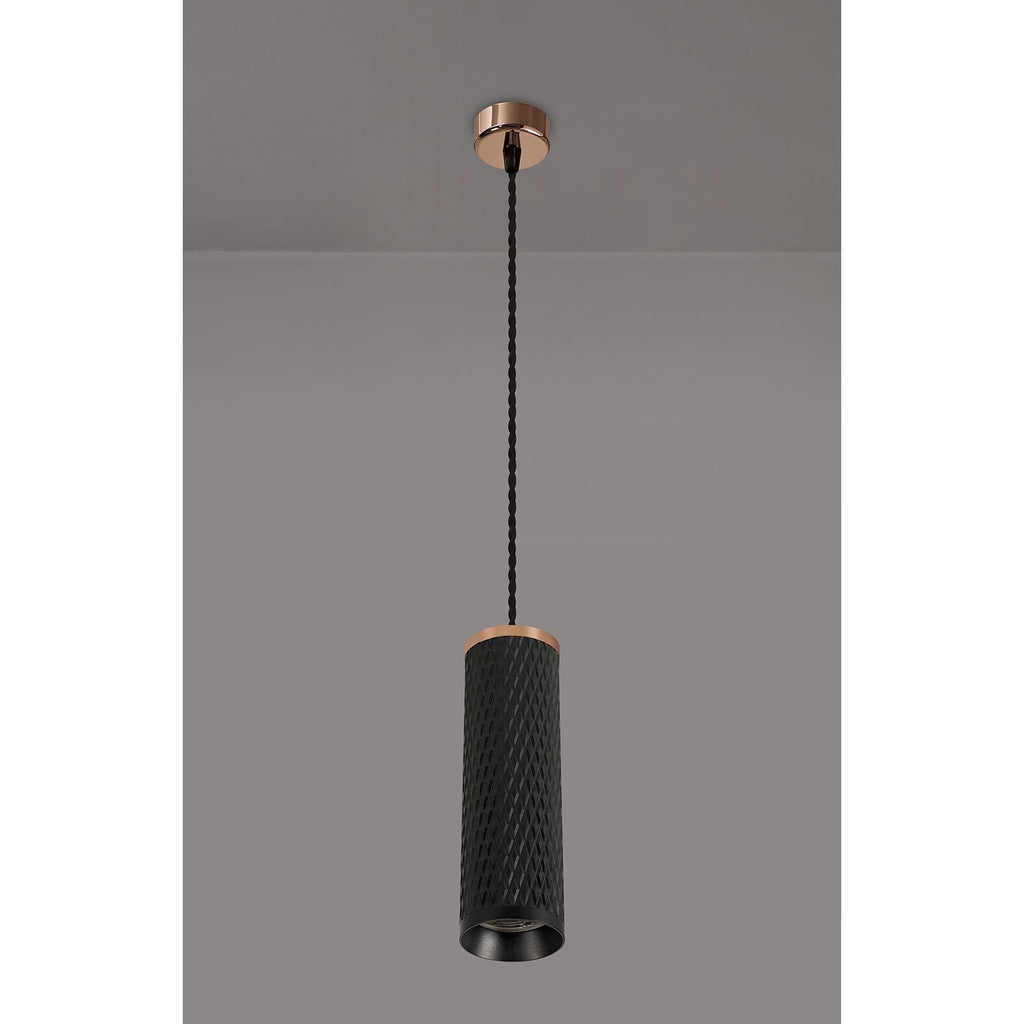 NLK02079 Stockholm 1 Light 20cm Pendant  Light Rose Gold/Sand Black