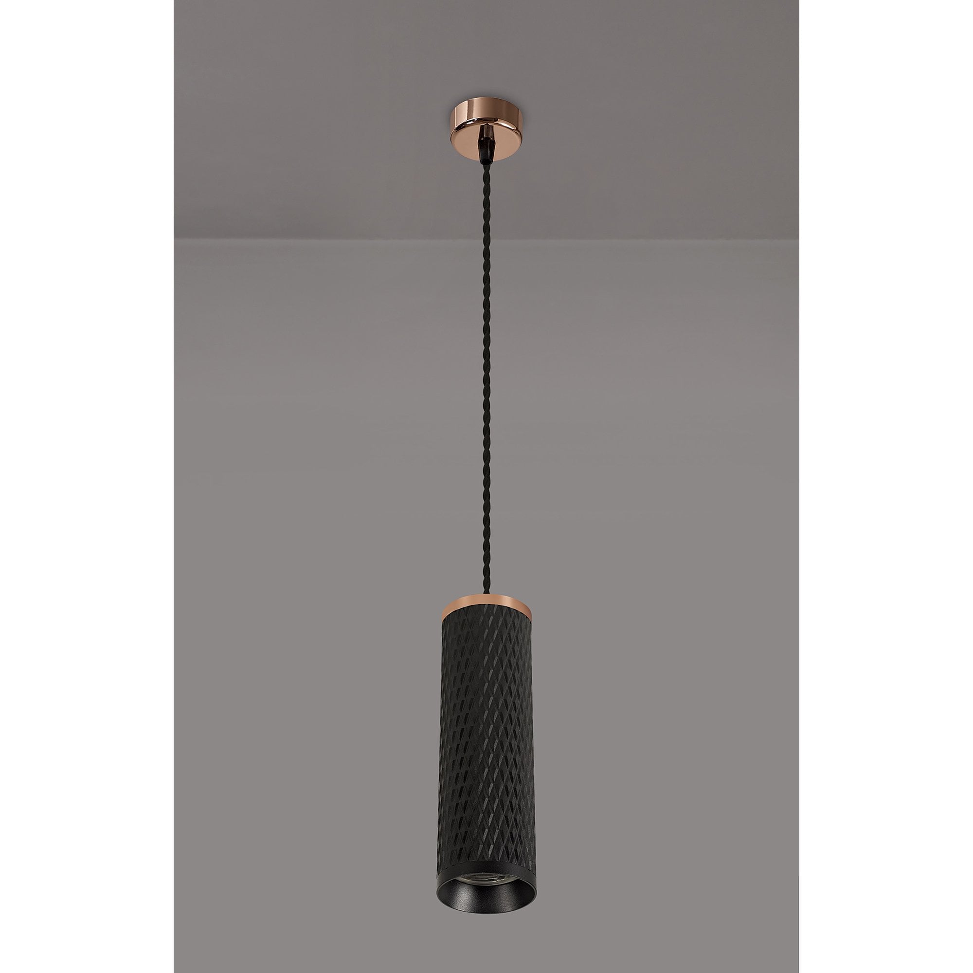 NLK02079 Stockholm 1 Light 20cm Pendant  Light Rose Gold/Sand Black