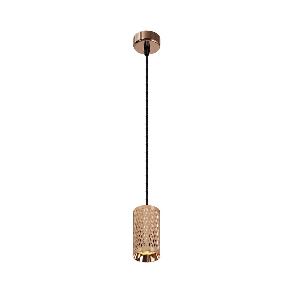 NLK02099 Stockholm 1 Light 30cm Pendant  Light Rose Gold/Sand Black