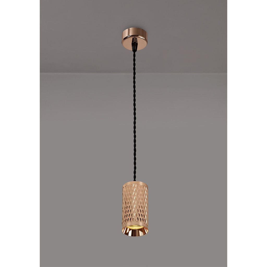 NLK02099 Stockholm 1 Light 30cm Pendant  Light Rose Gold/Sand Black