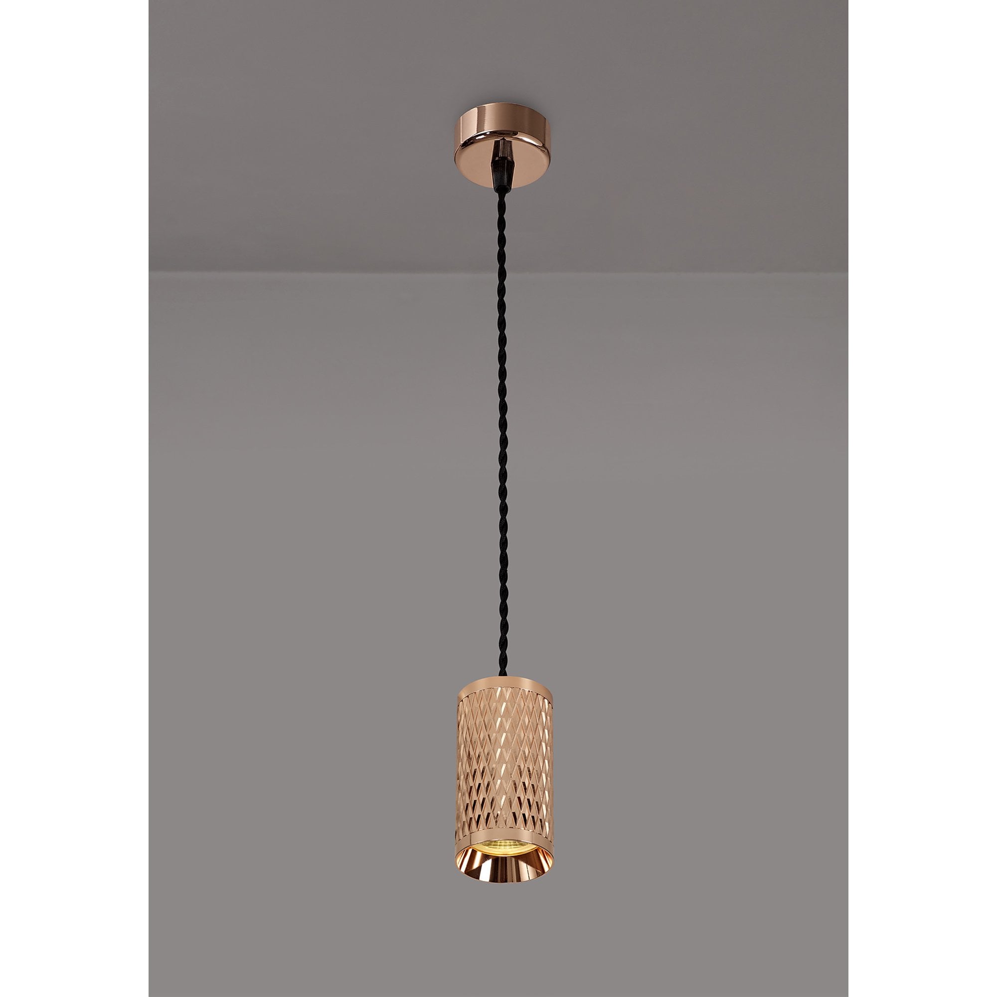 NLK02099 Stockholm 1 Light 30cm Pendant  Light Rose Gold/Sand Black