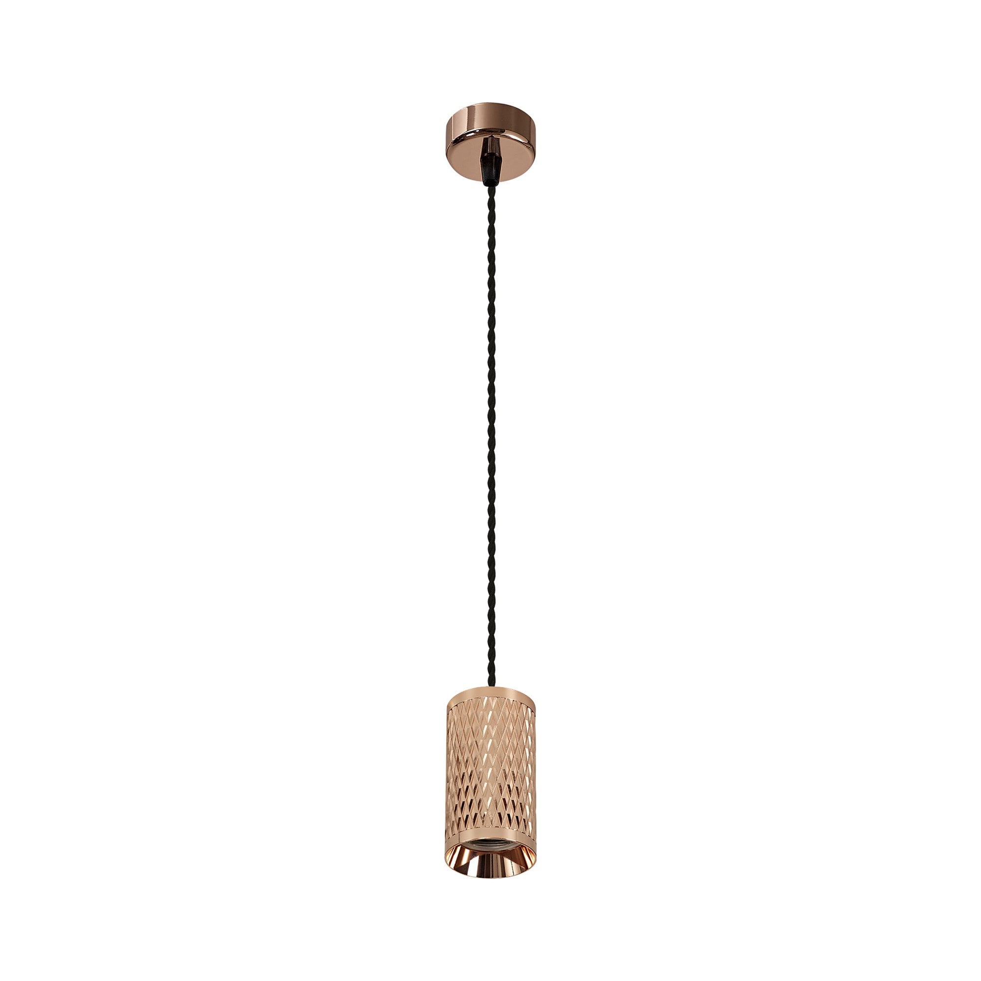 NLK02099 Stockholm 1 Light 30cm Pendant  Light Rose Gold/Sand Black