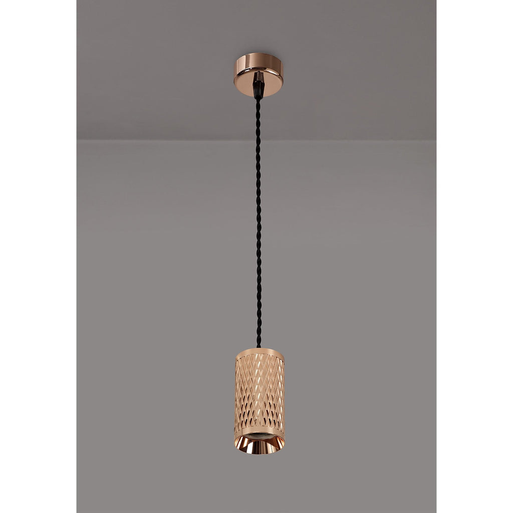 NLK02099 Stockholm 1 Light 30cm Pendant  Light Rose Gold/Sand Black