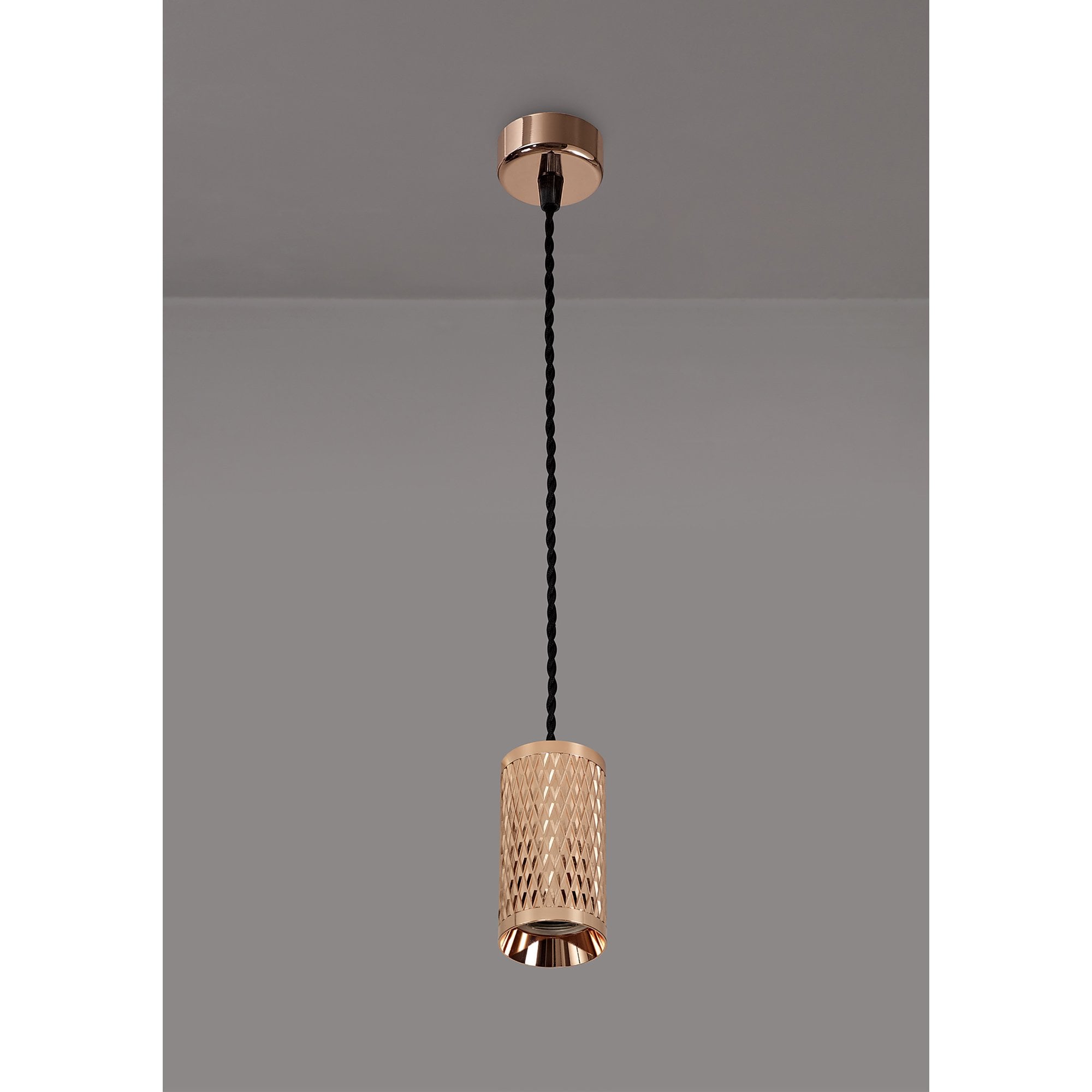 NLK02099 Stockholm 1 Light 30cm Pendant  Light Rose Gold/Sand Black