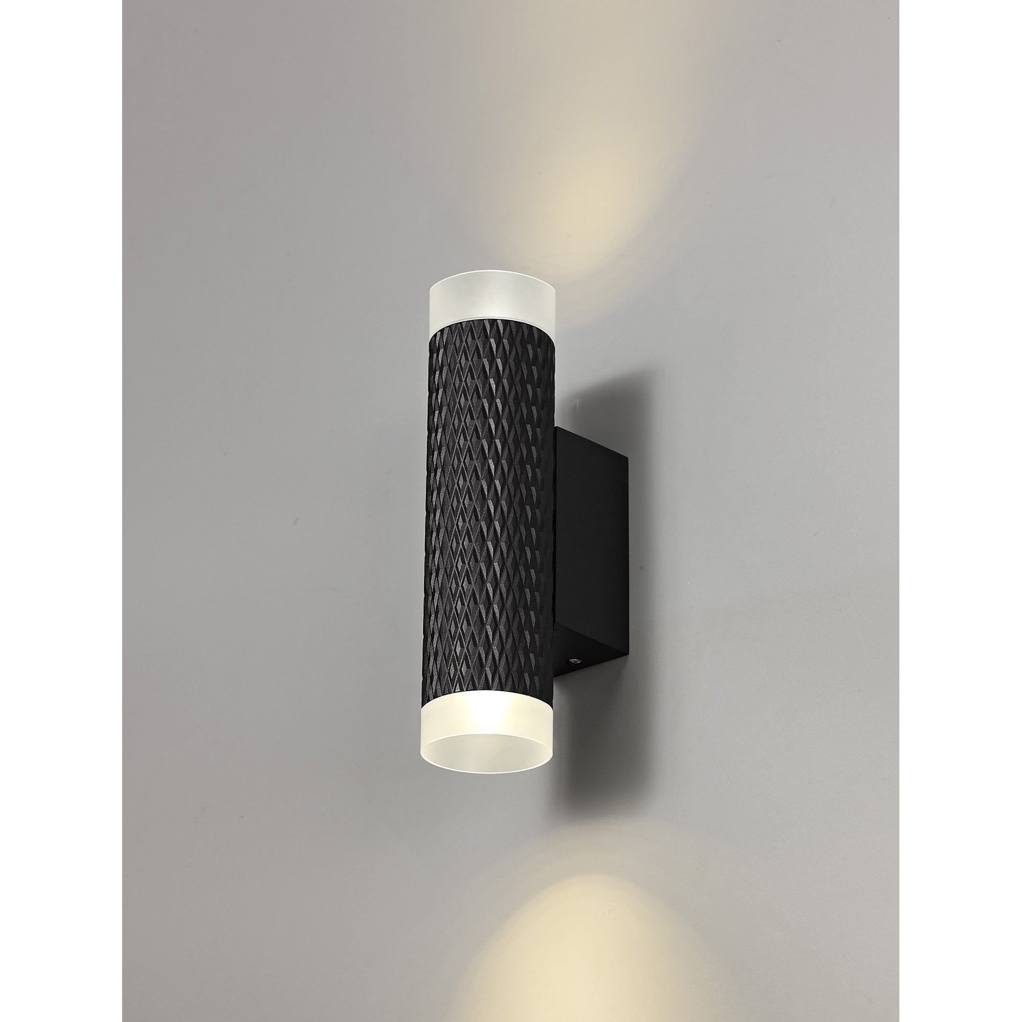 NLK02129 Stockholm 2 Light Wall Lamp Sand Black/Acrylic Rings