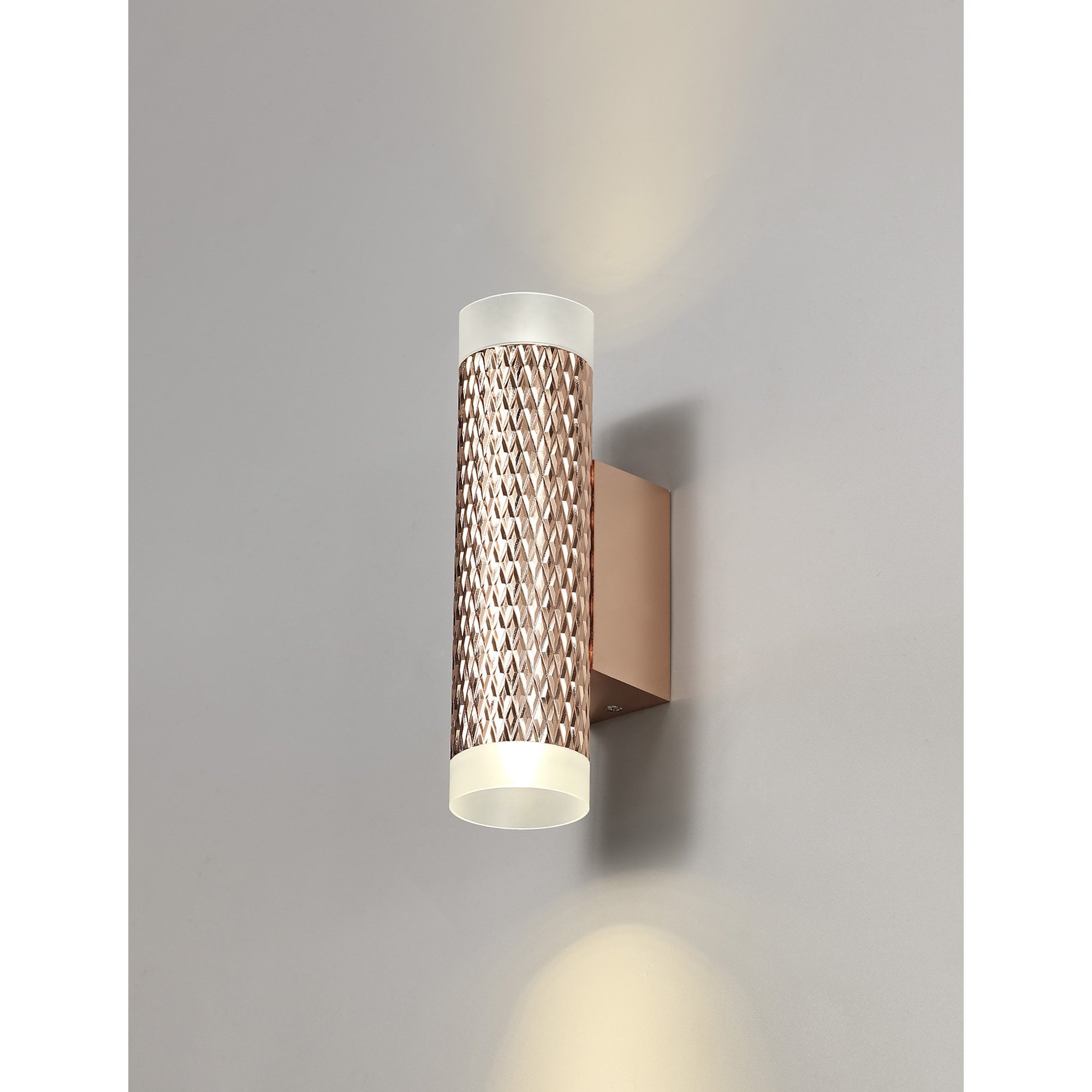 NLK02159 Stockholm 2 Light Wall Lamp Rose Gold/Acrylic Rings