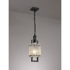 NL76839 Sorrel Small Square Pendant 1 Light Matt Black/Crystal Sand Glass