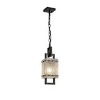 NL76839 Sorrel Small Square Pendant 1 Light Matt Black/Crystal Sand Glass