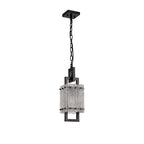 NL76839 Sorrel Small Square Pendant 1 Light Matt Black/Crystal Sand Glass
