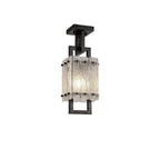 NL76839 Sorrel Small Square Pendant 1 Light Matt Black/Crystal Sand Glass