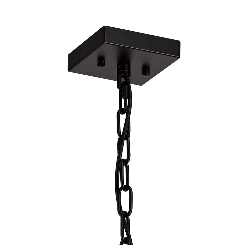 NL76839 Sorrel Small Square Pendant 1 Light Matt Black/Crystal Sand Glass