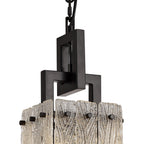 NL76839 Sorrel Small Square Pendant 1 Light Matt Black/Crystal Sand Glass