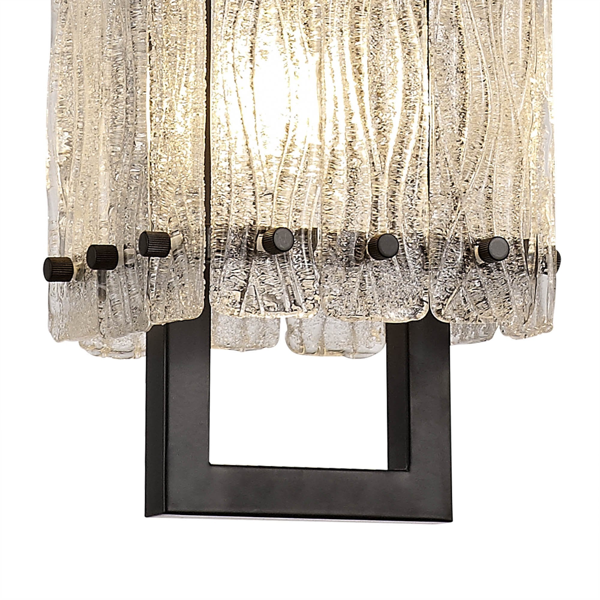 NL76839 Sorrel Small Square Pendant 1 Light Matt Black/Crystal Sand Glass