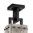 NL76839 Sorrel Small Square Pendant 1 Light Matt Black/Crystal Sand Glass