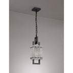 NL76839 Sorrel Small Square Pendant 1 Light Matt Black/Crystal Sand Glass