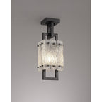 NL76839 Sorrel Small Square Pendant 1 Light Matt Black/Crystal Sand Glass
