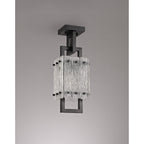 NL76839 Sorrel Small Square Pendant 1 Light Matt Black/Crystal Sand Glass