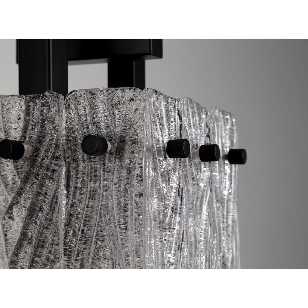 NL76839 Sorrel Small Square Pendant 1 Light Matt Black/Crystal Sand Glass