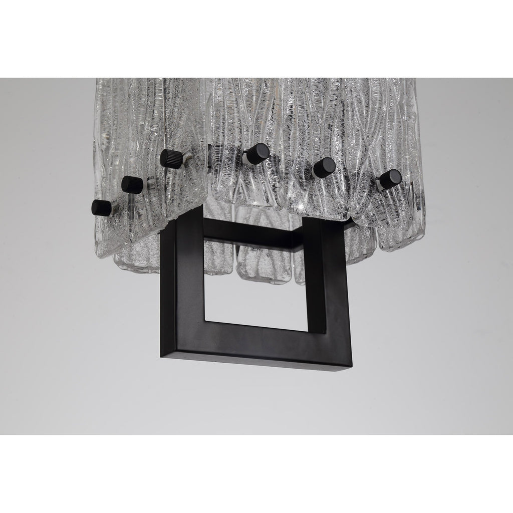 NL76839 Sorrel Small Square Pendant 1 Light Matt Black/Crystal Sand Glass
