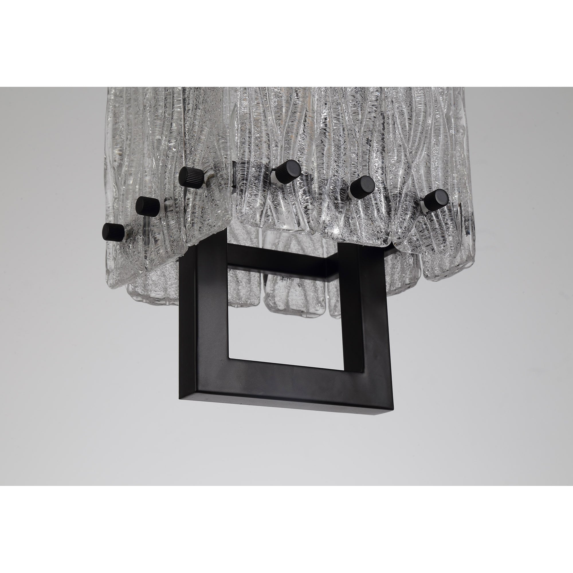 NL76839 Sorrel Small Square Pendant 1 Light Matt Black/Crystal Sand Glass