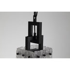 NL76839 Sorrel Small Square Pendant 1 Light Matt Black/Crystal Sand Glass