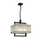 NL76849 Sorrel Large Square Pendant 5 Light Matt Black/Crystal Sand Glass