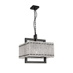 NL76849 Sorrel Large Square Pendant 5 Light Matt Black/Crystal Sand Glass