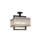 NL76849 Sorrel Large Square Pendant 5 Light Matt Black/Crystal Sand Glass