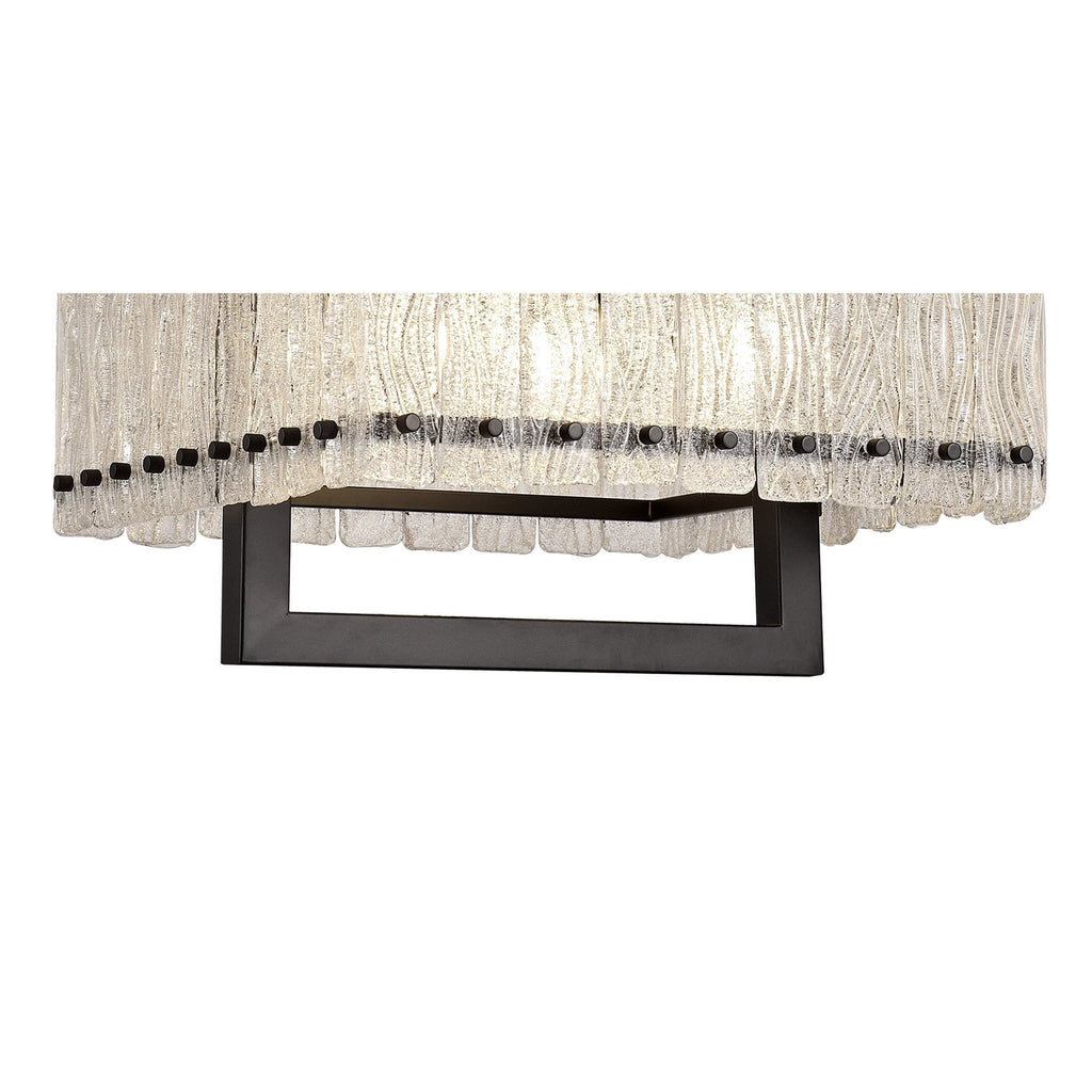 NL76849 Sorrel Large Square Pendant 5 Light Matt Black/Crystal Sand Glass