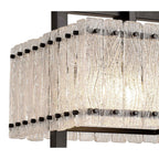 NL76849 Sorrel Large Square Pendant 5 Light Matt Black/Crystal Sand Glass