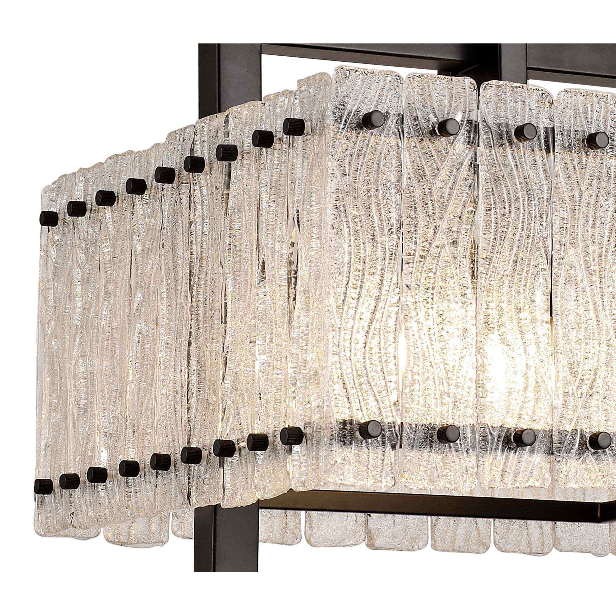 NL76849 Sorrel Large Square Pendant 5 Light Matt Black/Crystal Sand Glass