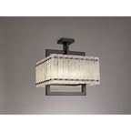 NL76849 Sorrel Large Square Pendant 5 Light Matt Black/Crystal Sand Glass
