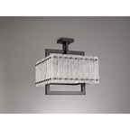 NL76849 Sorrel Large Square Pendant 5 Light Matt Black/Crystal Sand Glass