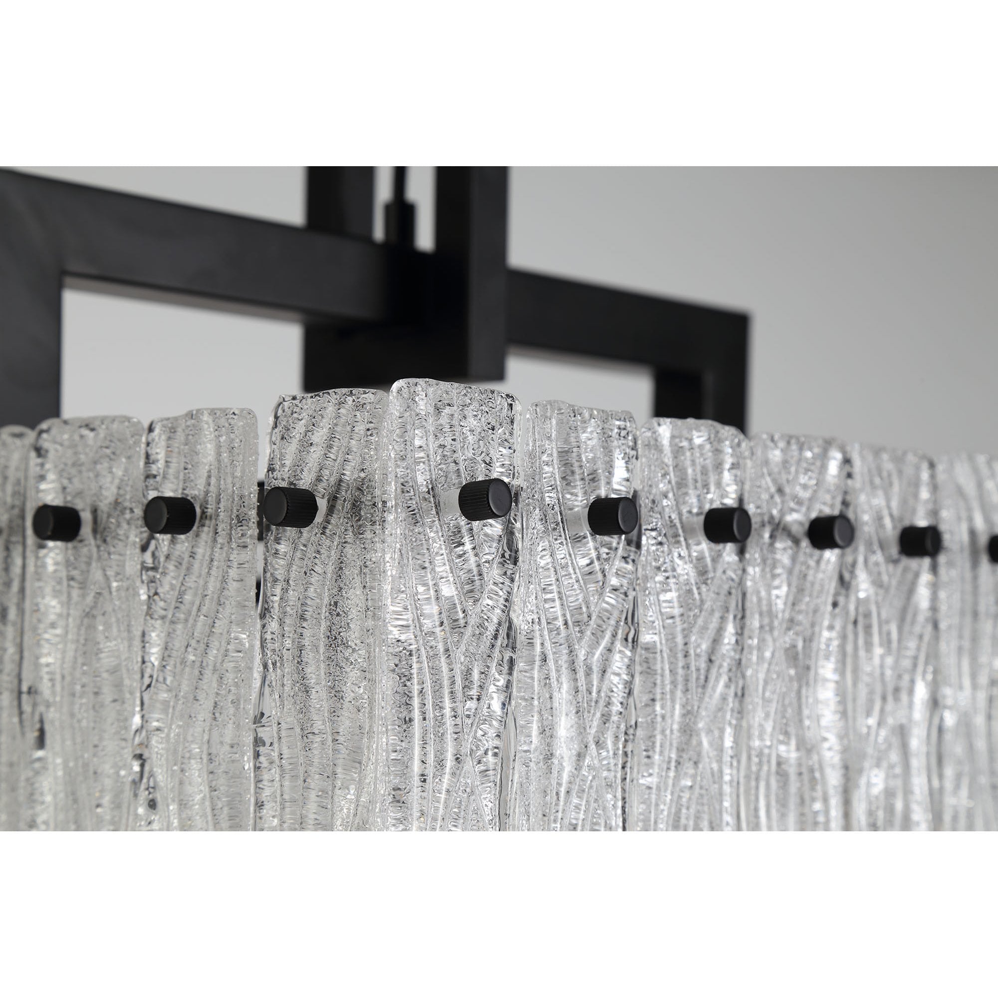 NL76849 Sorrel Large Square Pendant 5 Light Matt Black/Crystal Sand Glass