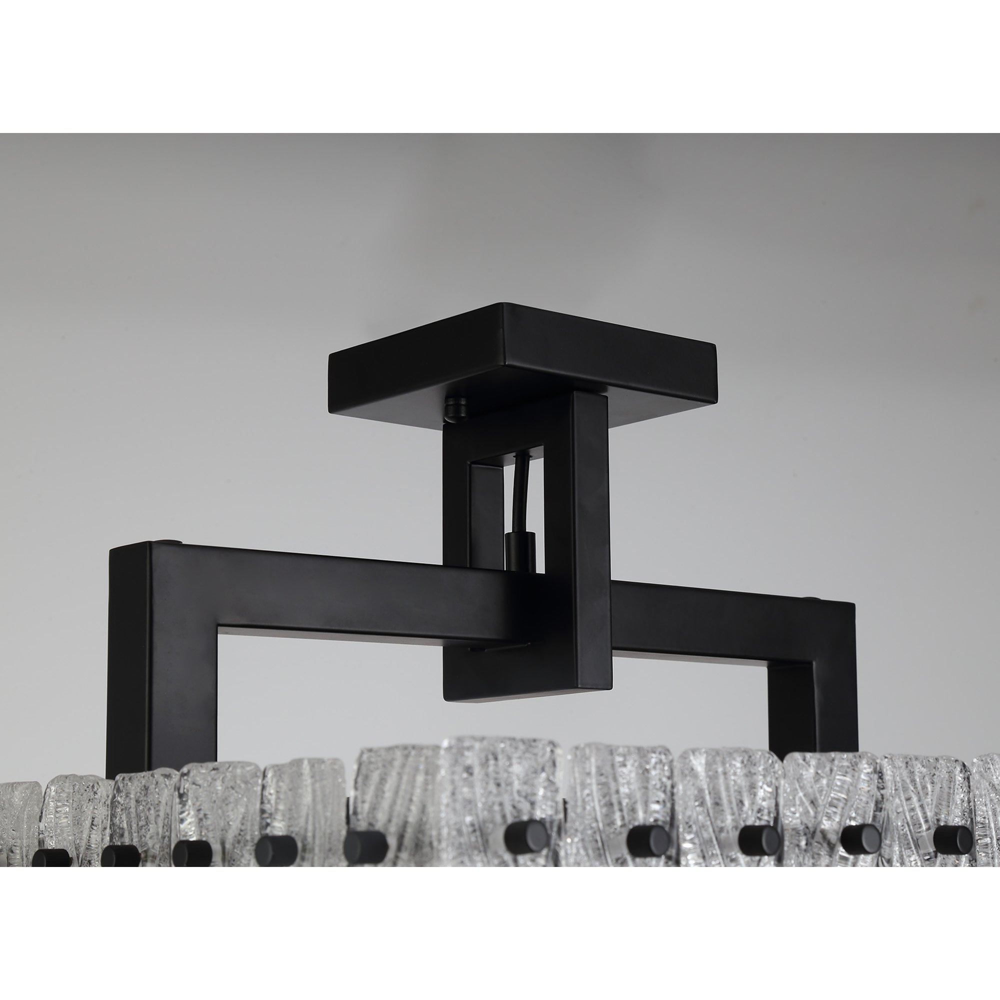NL76849 Sorrel Large Square Pendant 5 Light Matt Black/Crystal Sand Glass