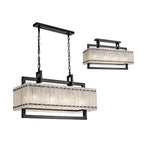 NL76859 Sorrel Medium Rectangular Pendant 8 Light Matt Black/Crystal Sand Glass