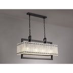 NL76859 Sorrel Medium Rectangular Pendant 8 Light Matt Black/Crystal Sand Glass