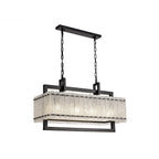 NL76859 Sorrel Medium Rectangular Pendant 8 Light Matt Black/Crystal Sand Glass