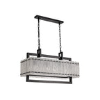NL76859 Sorrel Medium Rectangular Pendant 8 Light Matt Black/Crystal Sand Glass