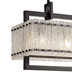 NL76859 Sorrel Medium Rectangular Pendant 8 Light Matt Black/Crystal Sand Glass
