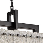 NL76859 Sorrel Medium Rectangular Pendant 8 Light Matt Black/Crystal Sand Glass
