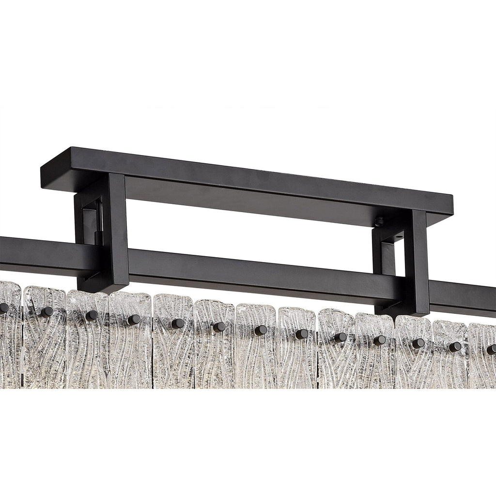 NL76859 Sorrel Medium Rectangular Pendant 8 Light Matt Black/Crystal Sand Glass