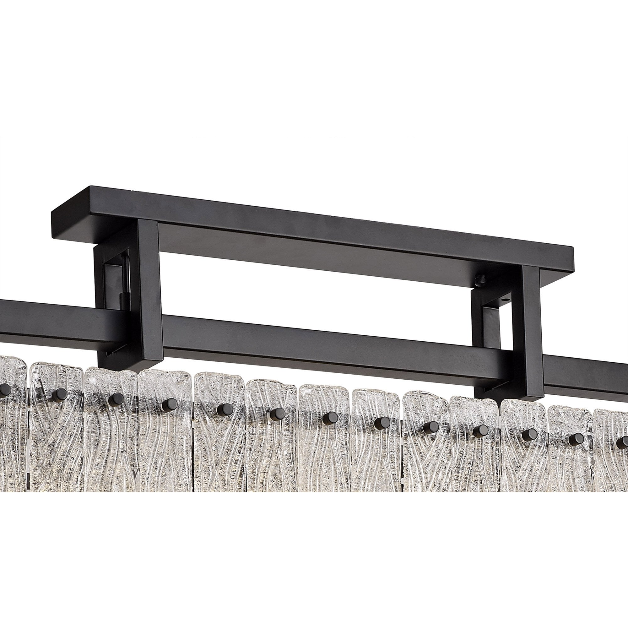 NL76859 Sorrel Medium Rectangular Pendant 8 Light Matt Black/Crystal Sand Glass