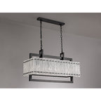 NL76859 Sorrel Medium Rectangular Pendant 8 Light Matt Black/Crystal Sand Glass