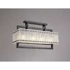 NL76859 Sorrel Medium Rectangular Pendant 8 Light Matt Black/Crystal Sand Glass